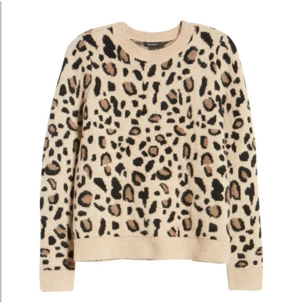 Halogen Leopard Print Crew Neck Sweater Size Large